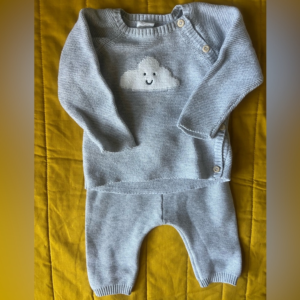 H&M Gray Knit cloud set (2-4 mo)